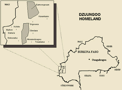 Map of Dzuun, Samogo in Burkina Faso