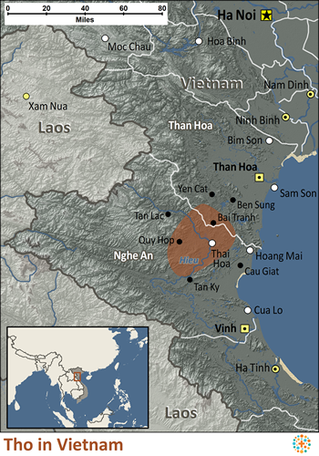 Map of Tho in Vietnam