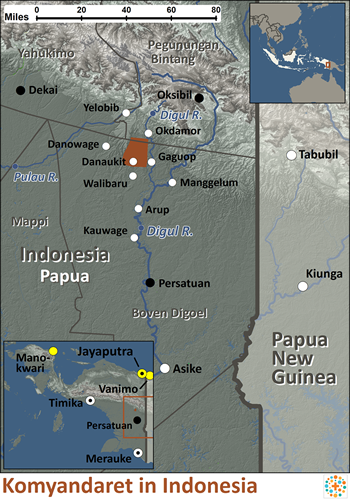 Map of Komyandaret in Indonesia