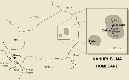 Map of Kanuri, Bilma in Niger