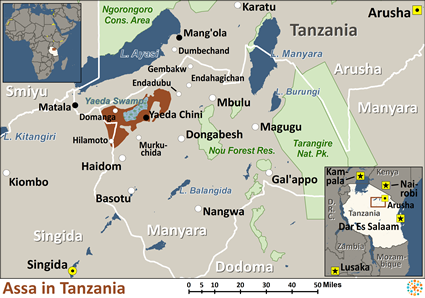Map of Assa in Tanzania