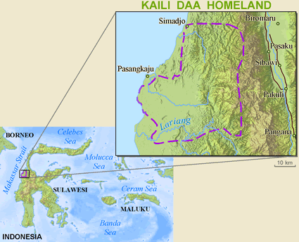 Map of Kaili Unde, Daa in Indonesia