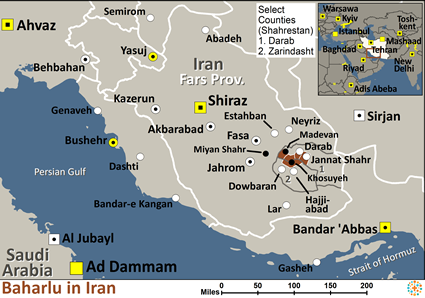 Map of Baharlu in Iran