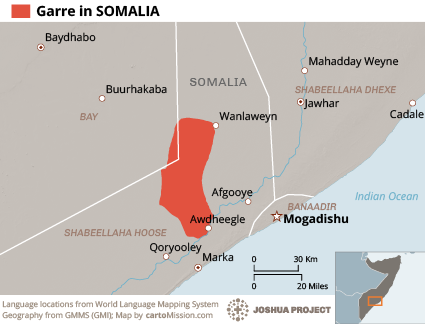 Map of Garre in Somalia