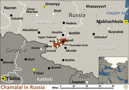 Map of Chamalal in Russia