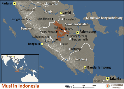Map of Musi in Indonesia