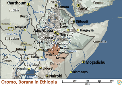 Map of Oromo, Borana in Ethiopia