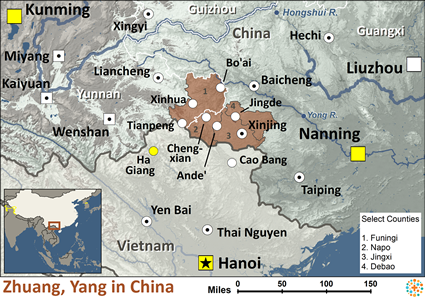 Map of Zhuang, Yang in China