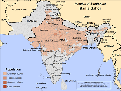 Map of Bania Gahoi in India