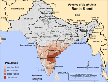 Map of Bania Komti in India