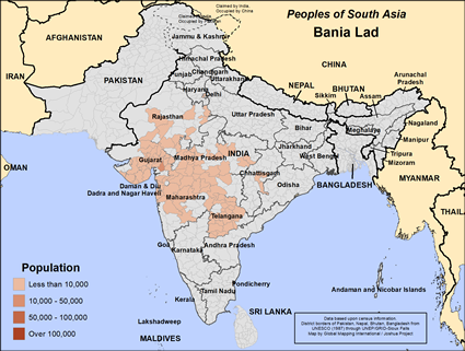 Map of Bania Lad in India