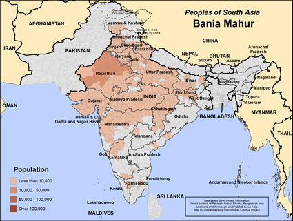 Map of Bania Mahur in Nepal