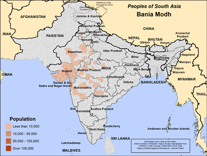 Map of Bania Modh in India