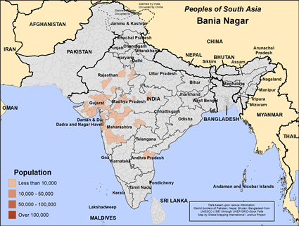 Map of Bania Nagar in India