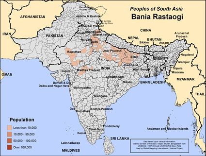 Map of Bania Rastaogi in India