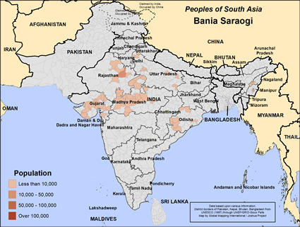 Map of Bania Saraogi in India