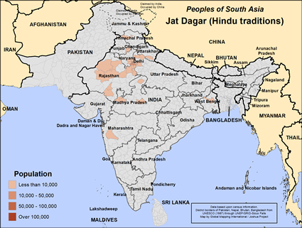 Map of Jat Dagar (Hindu traditions) in India