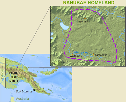 Map of Nanubae in Papua New Guinea