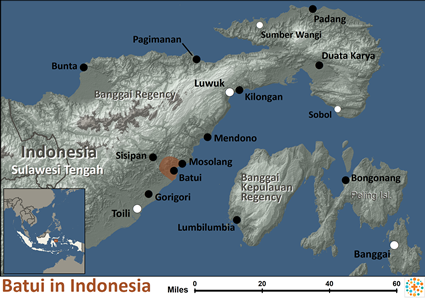 Map of Batui in Indonesia