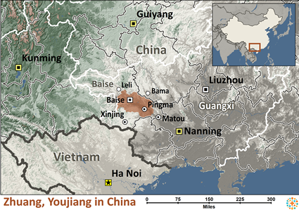 Map of Zhuang, Youjiang in China