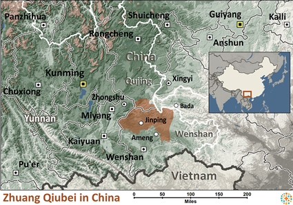 Map of Zhuang, Qiubei in China
