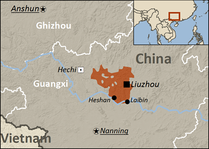 Map of Zhuang, Liujiang in China