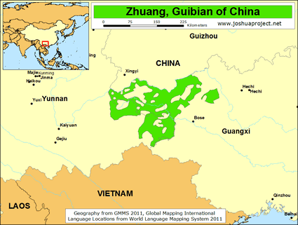 Map of Zhuang, Guibian in China