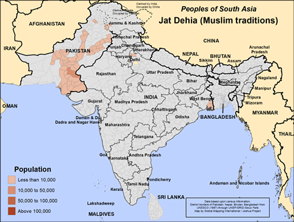 Map of Jat Dehia (Muslim traditions) in India