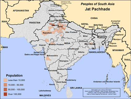 Map of Jat Pachhade (Hindu traditions) in India
