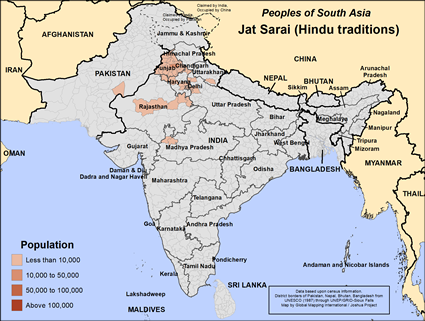 Map of Jat Sarai (Hindu traditions) in India