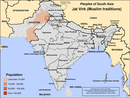 Map of Jat Virk (Muslim traditions) in Pakistan