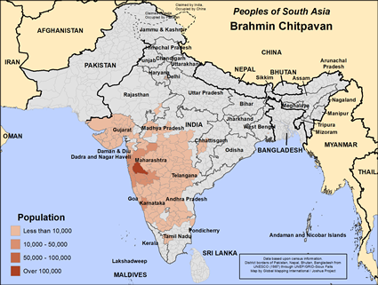 Map of Brahmin Chitpavan in India