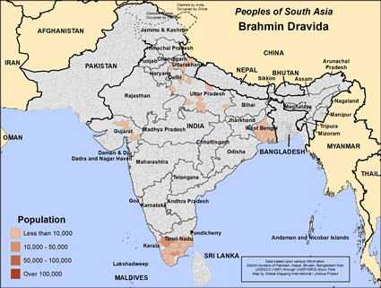 Map of Brahmin Dravida in India