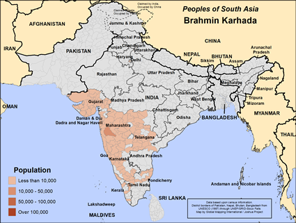 Map of Brahmin Karhada in India