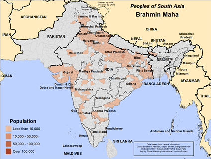 Map of Brahmin Maha in India