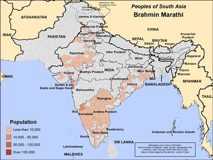 Map of Brahmin Marathi in India