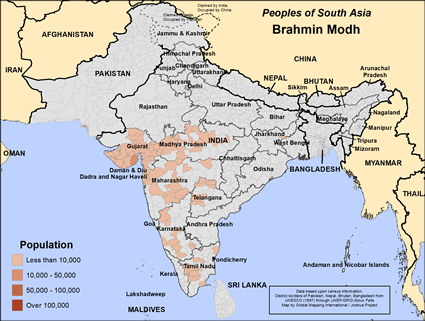 Map of Brahmin Modh in India