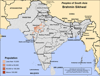 Map of Brahmin Sikhwal in India