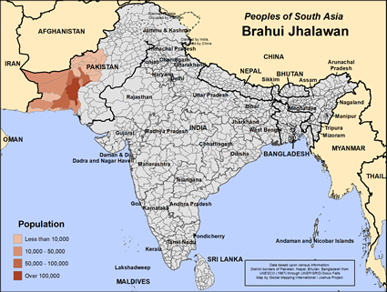 Map of Brahui Jhalawan in Pakistan