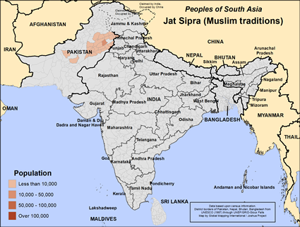 Map of Jat Sipra (Muslim traditions) in Pakistan