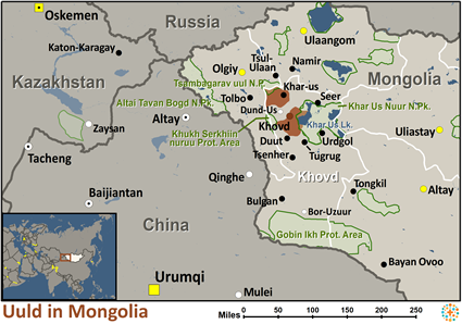 Map of Uuld in Mongolia