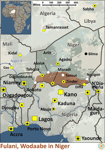 Map of Fulani, Wodaabe in Niger
