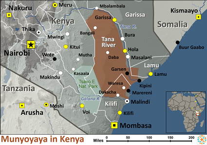 Map of Munyoyaya in Kenya