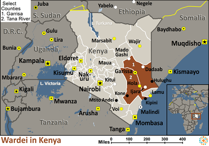 Map of Wardei in Kenya