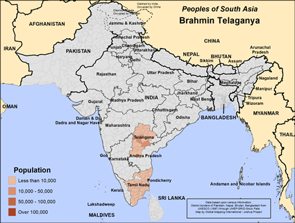 Map of Brahmin Telaganya in India