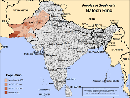 Map of Baloch Rind in Pakistan