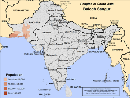 Map of Baloch Sangur in Pakistan