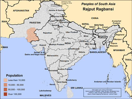Map of Rajput Ragbansi in Pakistan