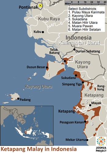 Map of Malay, Ketapang in Indonesia