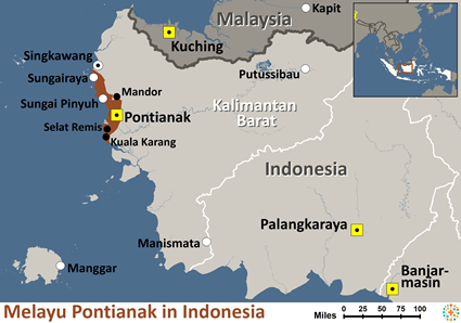Map of Malay, Pontianak in Indonesia